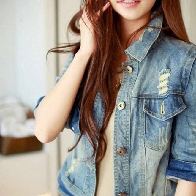 Cute Diamonds Diamond Encrusted Denim Jacket Half Sleeve HDJ001
