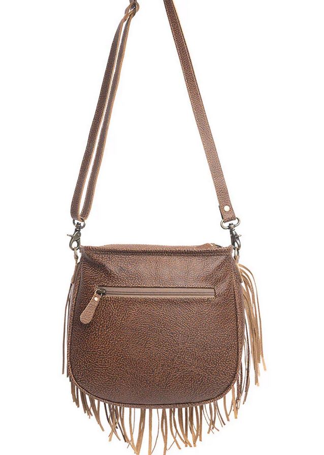 Hand Tooled Fringe Bag Western Leather Purse With Intricate Detailing