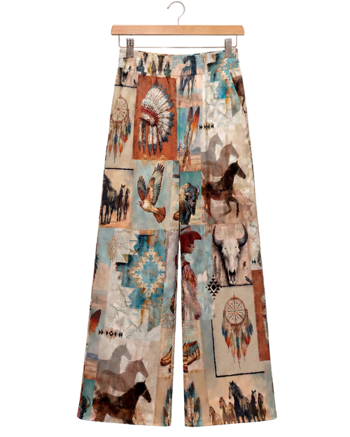 Baha Ranch Bohemian Dreams High Waisted Wide Leg Pants Inclusive Sizing