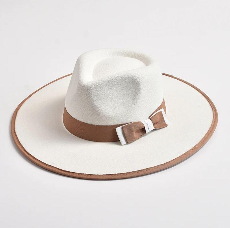 Magnolia Bow Fedora Hat Woolen Western Fashion Accessory