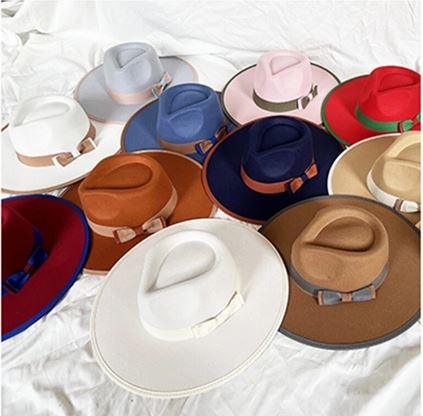 Magnolia Bow Fedora Hat Woolen Western Fashion Accessory