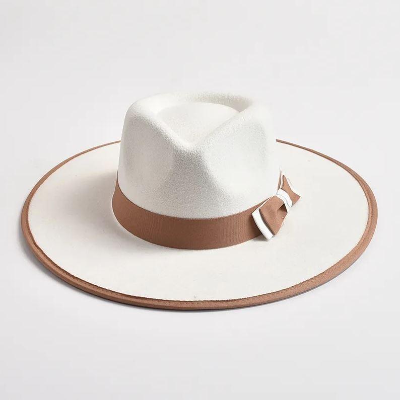 Magnolia Bow Fedora Hat Woolen Western Fashion Accessory