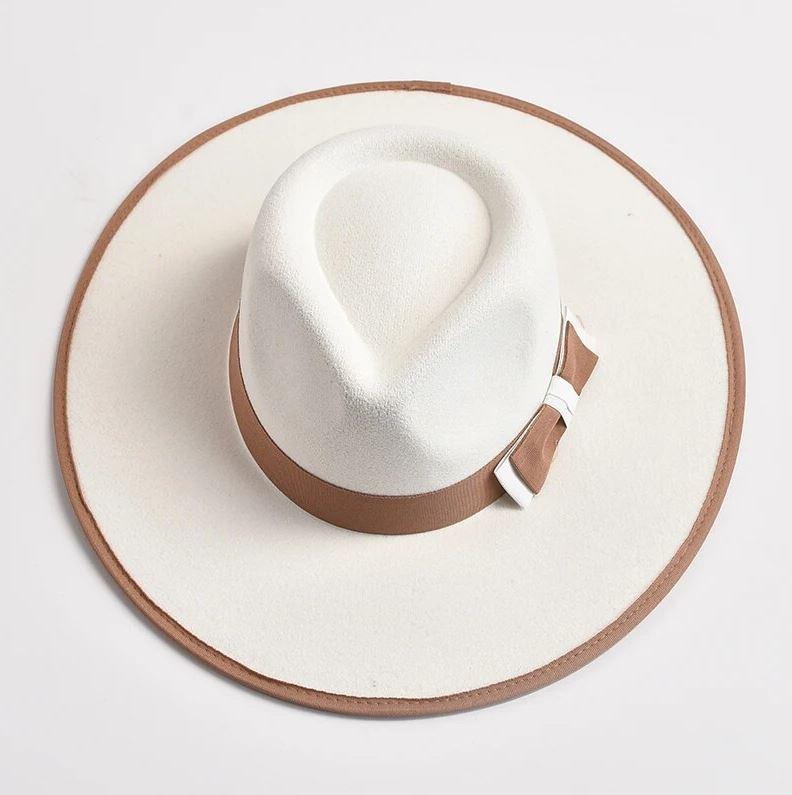 Magnolia Bow Fedora Hat Woolen Western Fashion Accessory
