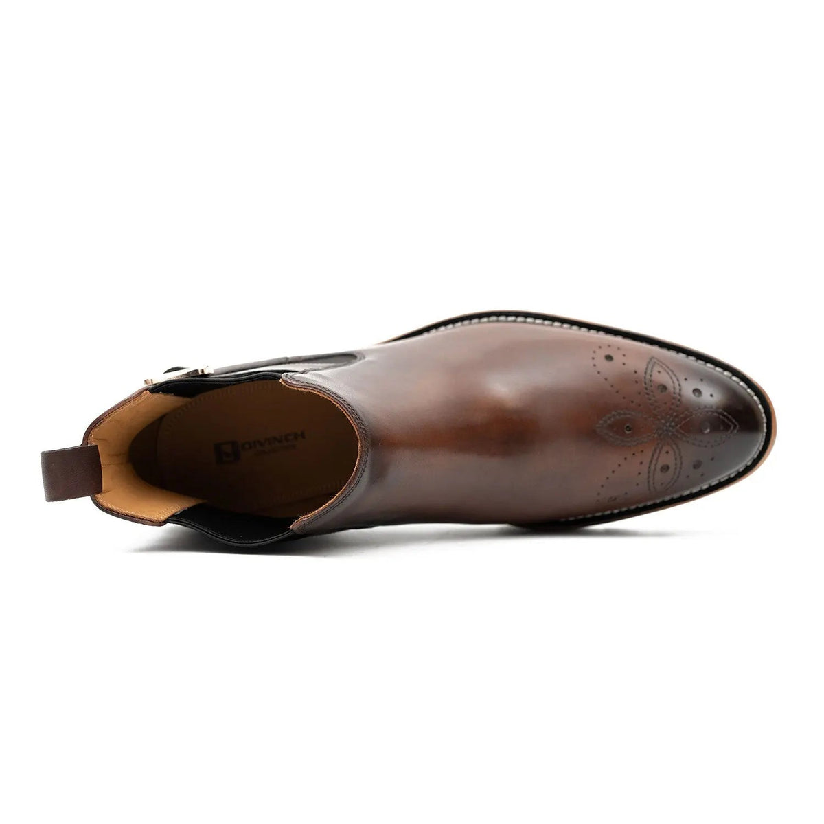 Brown Round-Toe Chelsea Boots with Ankle Buckle