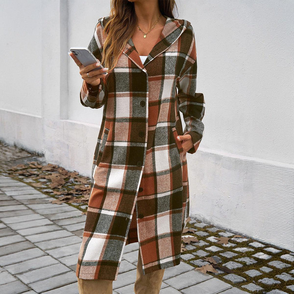 Hooded Checkered Cowgirl Jacket Model Checkerboard Outerwear