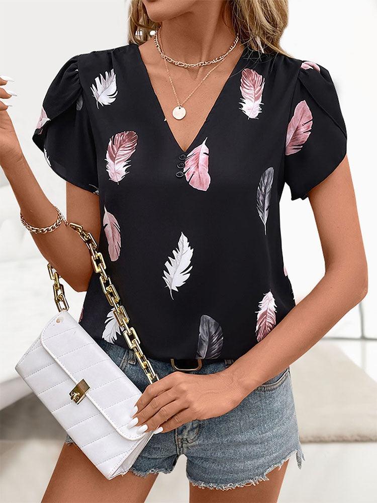Feather Print Cowgirl Top Casual Wear for Everyday Western Style
