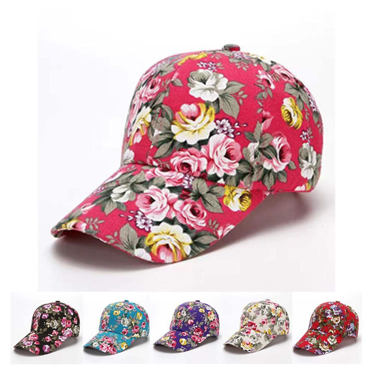 Floral Print Adjustable Baseball Cap Model Fp-001 Breathable Cotton
