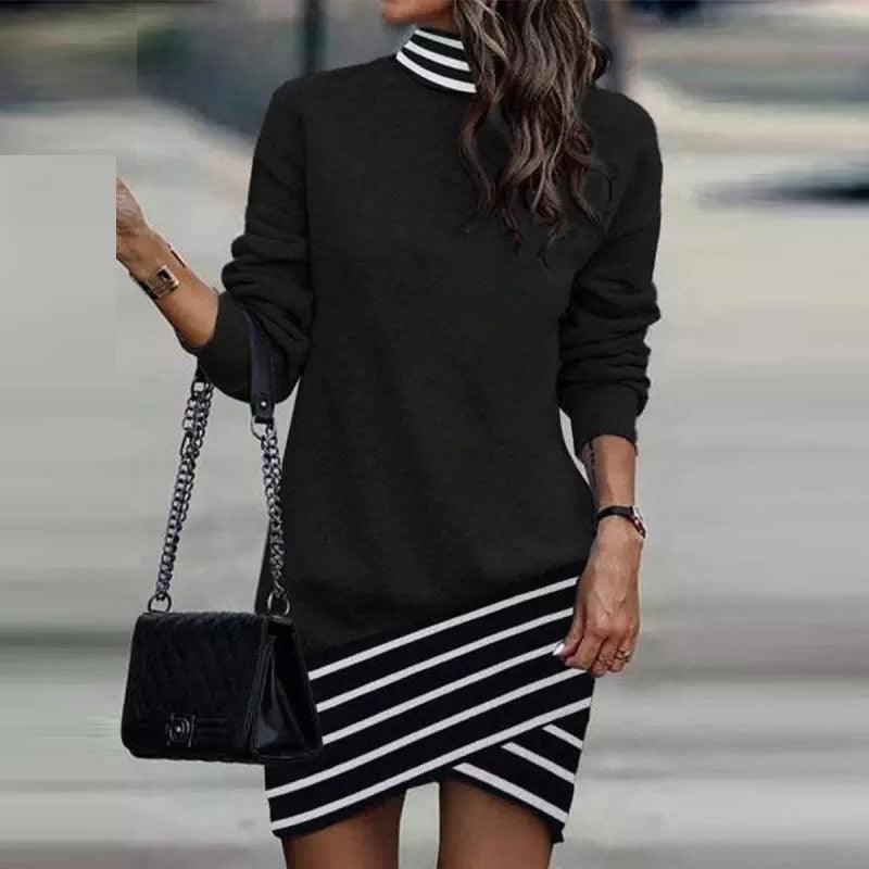 Wild West Chic Cowgirl Dress Long Sleeve High Neck Irregular