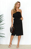 Summer Sun Strapless Button Down Dress Casual Summer Wear