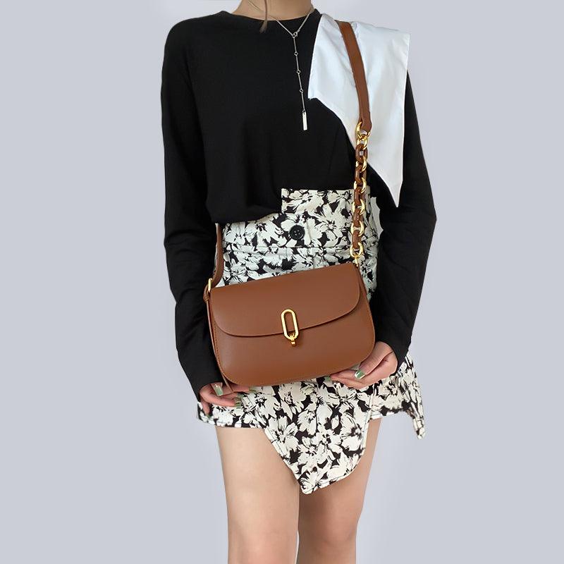 Saddle Bag Handbag For Women Retro Brown Genuine Cowhide Leather SB01