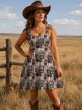 Howdy Partner Chiffon Ruffle Strap Mini Dress