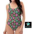 Baha Ranch Yeehaw Pink Turquoise Cowgirl One-Piece Swimsuit