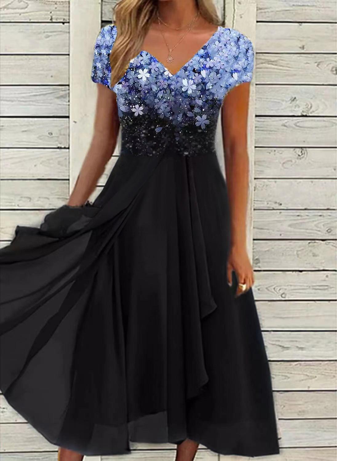 Serene Blooms Chiffon Patchwork Dress Womens Summer Dress Sb01