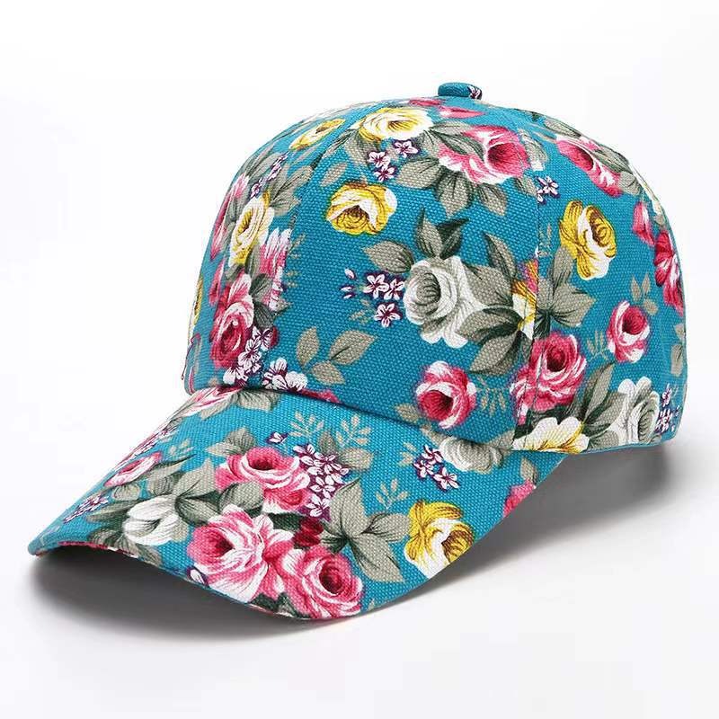 Floral Print Adjustable Baseball Cap Model Fp-001 Breathable Cotton