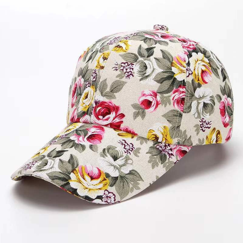 Floral Print Adjustable Baseball Cap Model Fp-001 Breathable Cotton
