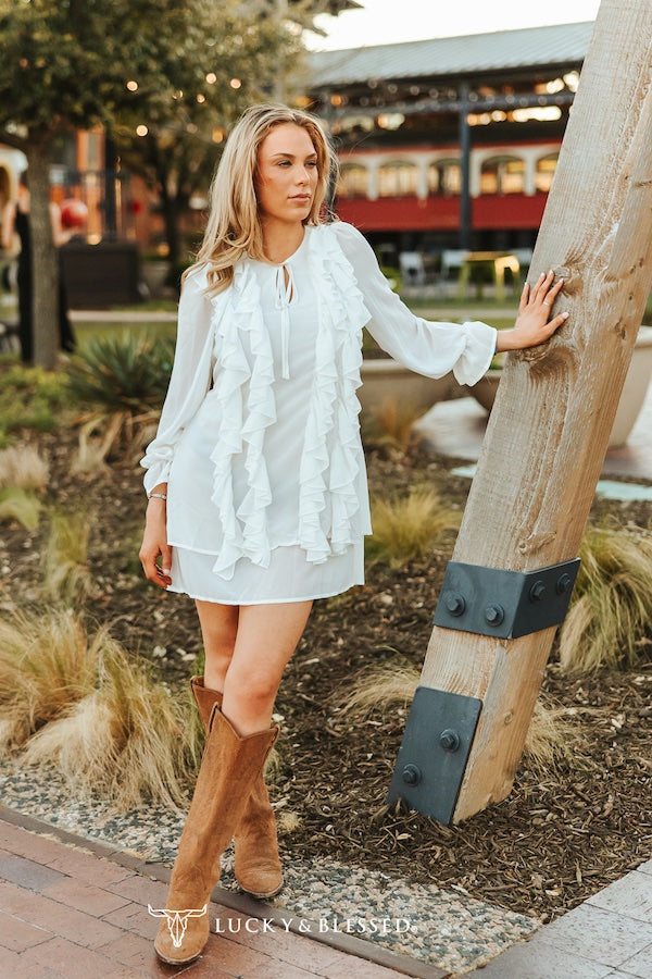 Wildheart Ruffle Dress-White