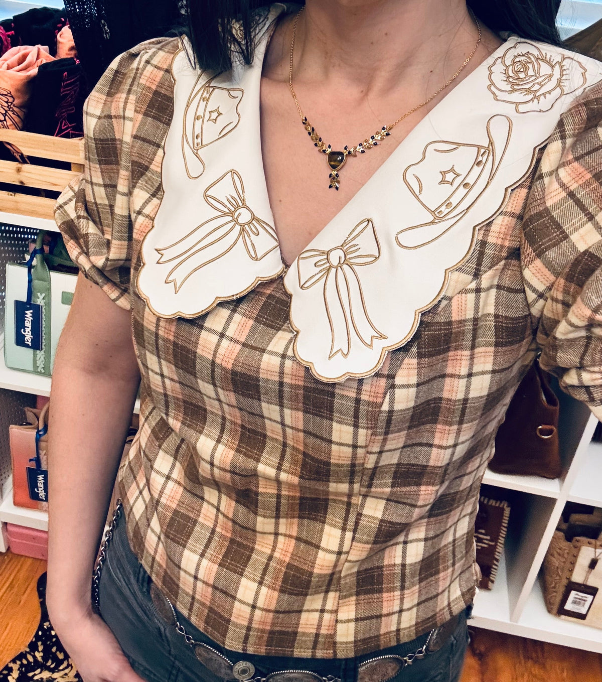 Rosy Ranch Plaid Blouse