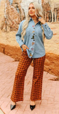 Yeehaw Plaid Wide-Leg Pants