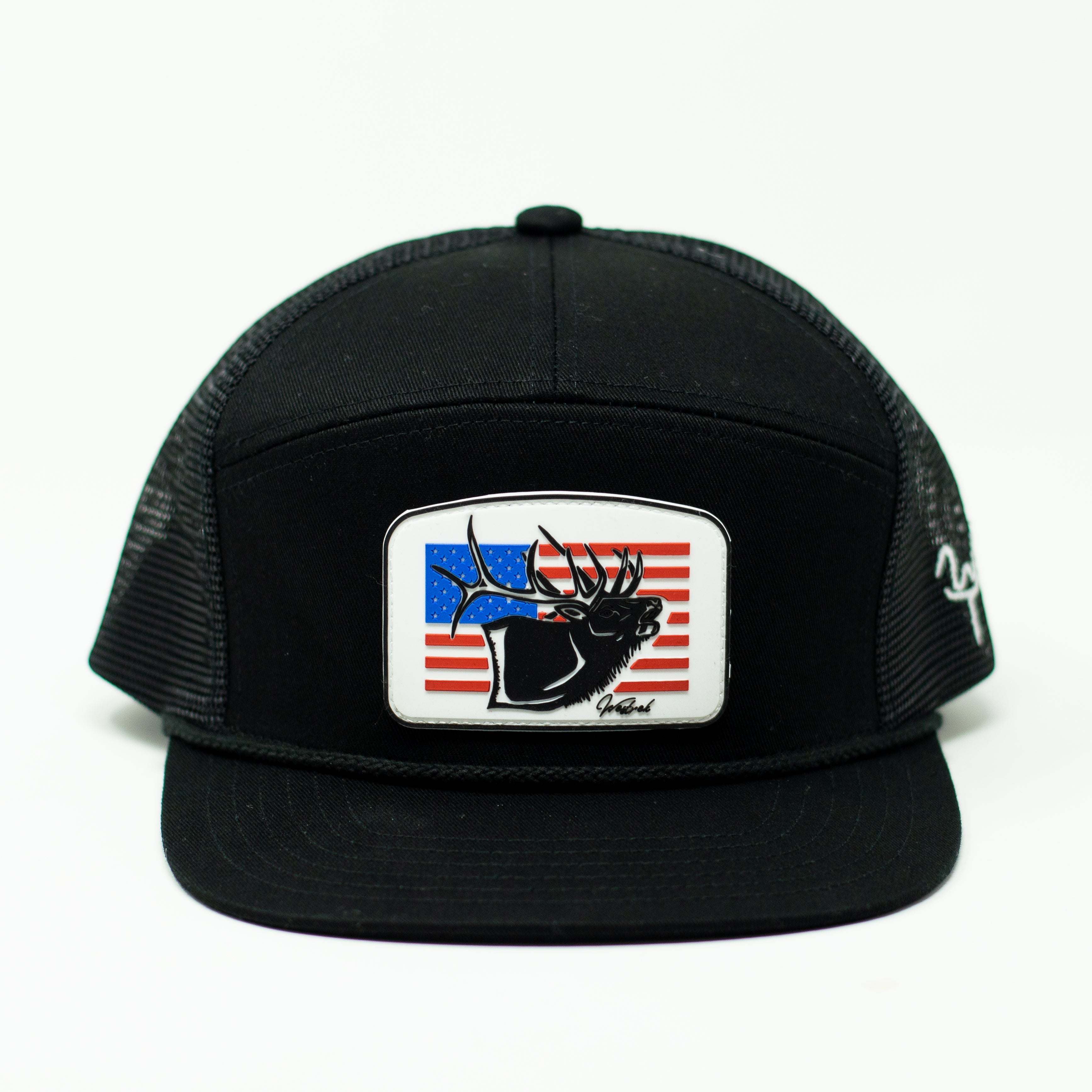 Rubber Patch Elk Trucker Hat – Western Hunting Hat | USA Pride | Westrek