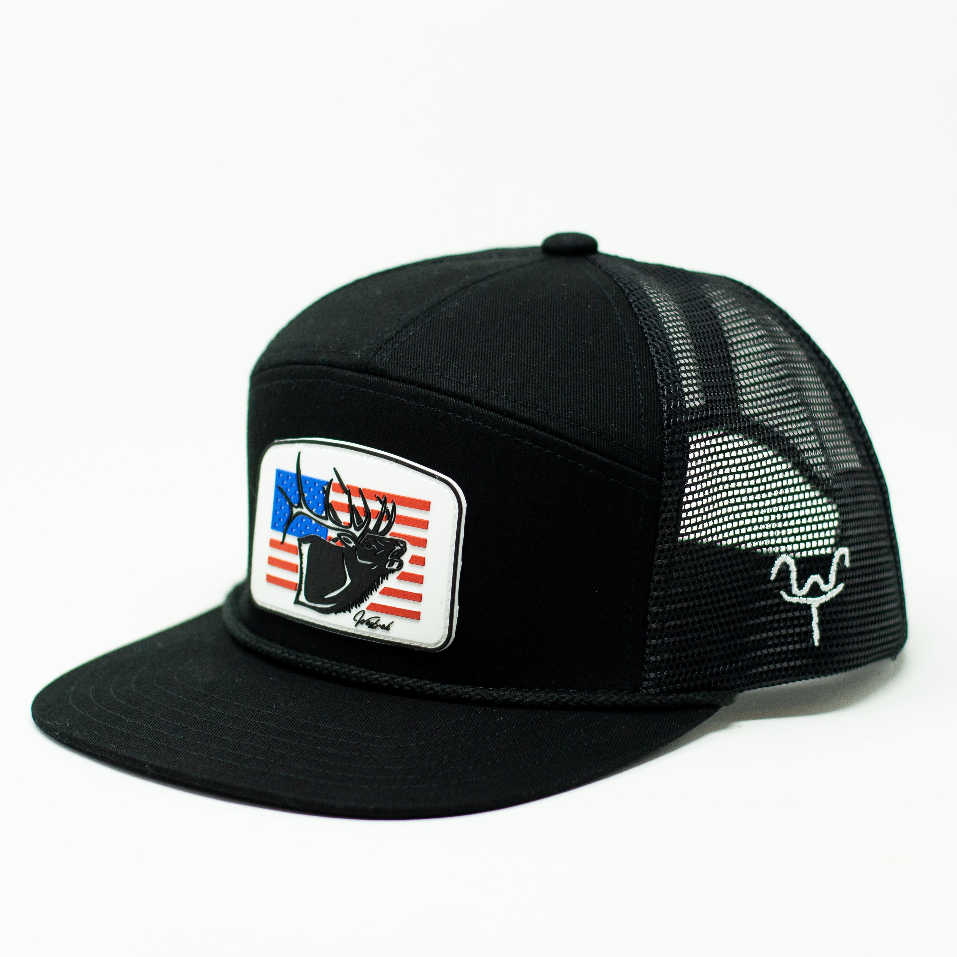 Rubber Patch Elk Trucker Hat – Western Hunting Hat | USA Pride | Westrek
