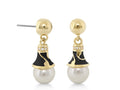 Fab Black Pearl Enamel Drop Earrings