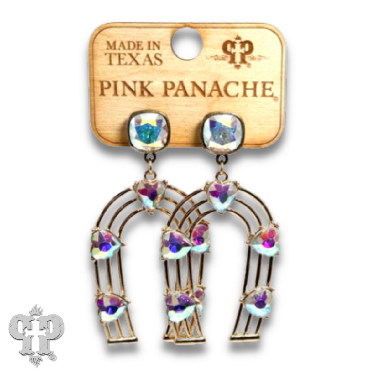 Horseshoe and rhinestone heart earring with crystals from Swarovski®