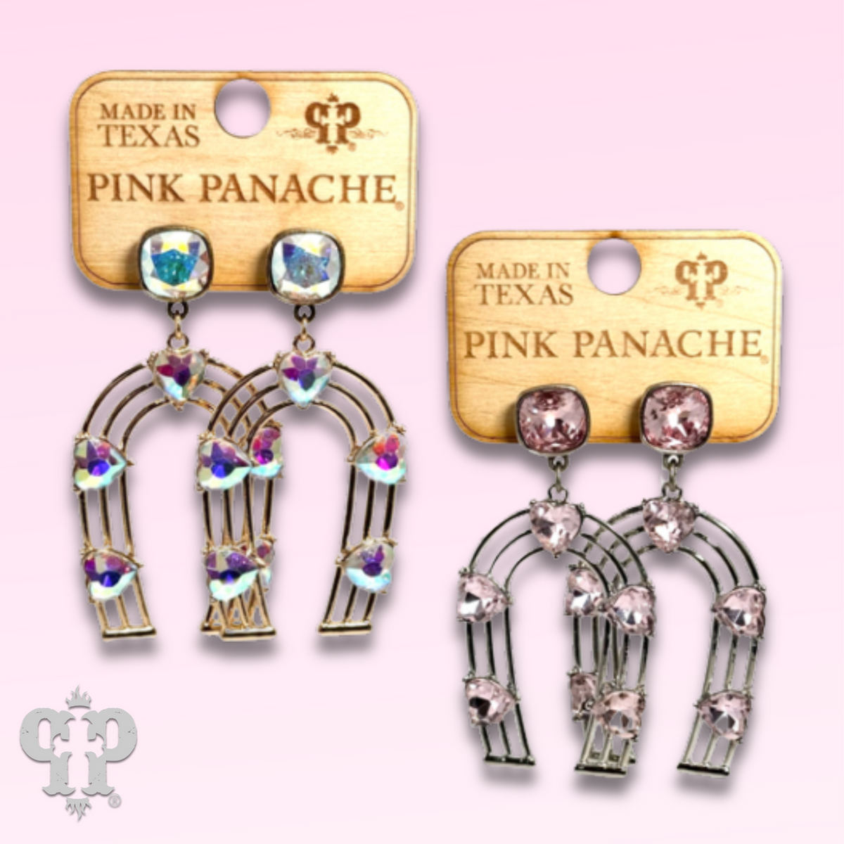 Horseshoe and rhinestone heart earring with crystals from Swarovski®