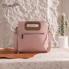Wrangler Top Handle Boot Scroll Fringe Tote/Crossbody -Pink