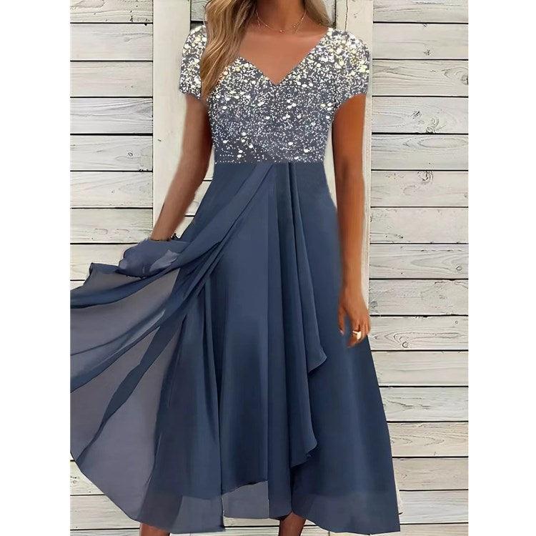 Serene Blooms Chiffon Patchwork Dress Womens Summer Dress Sb01