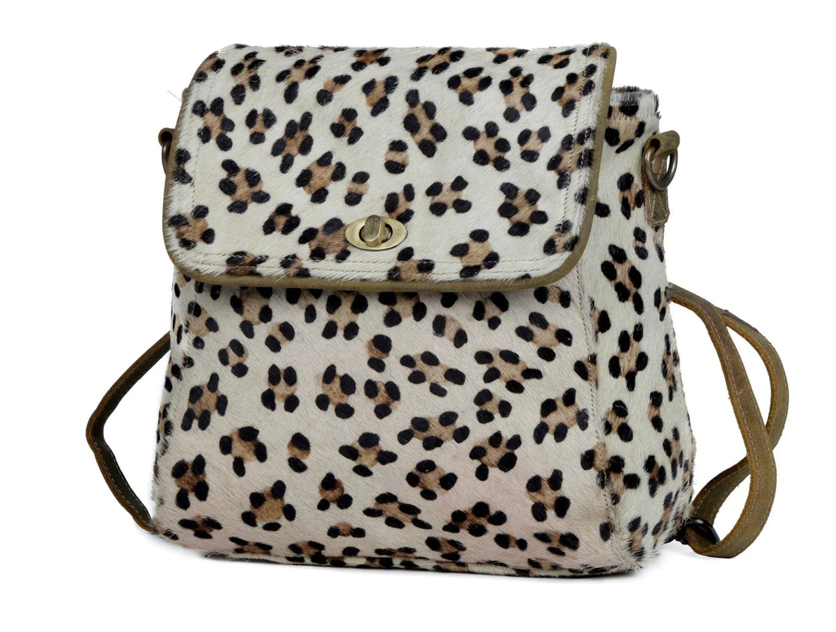 Myra: Quaint Leopard Print Leather & Hairon Bag