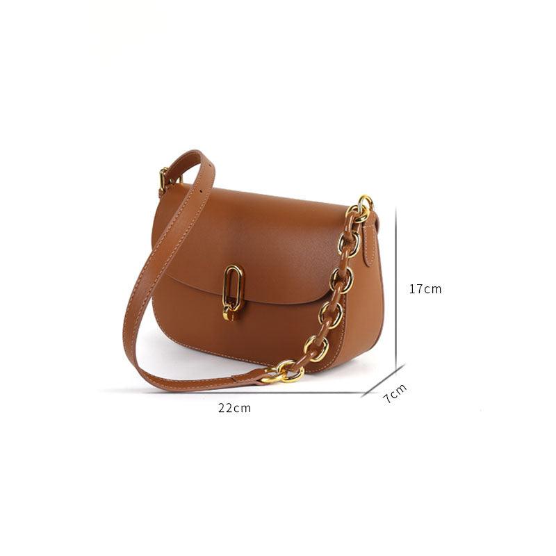Saddle Bag Handbag For Women Retro Brown Genuine Cowhide Leather SB01