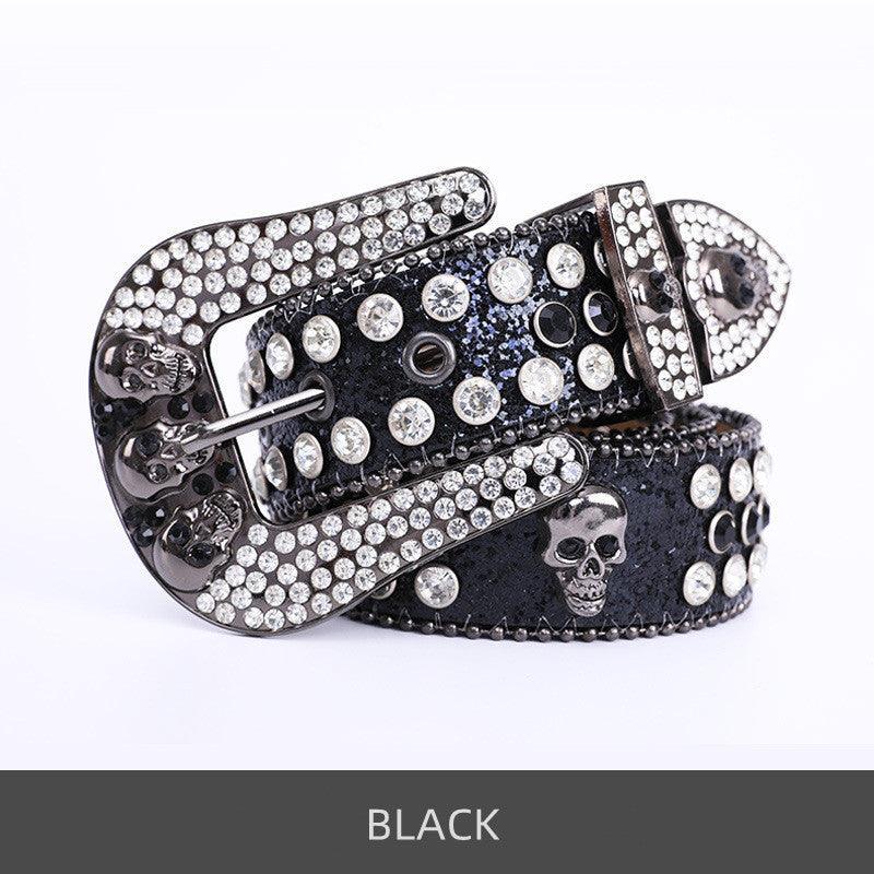 Skullduggery Western Rhinestone Belt Skull Studded Fashion Belt