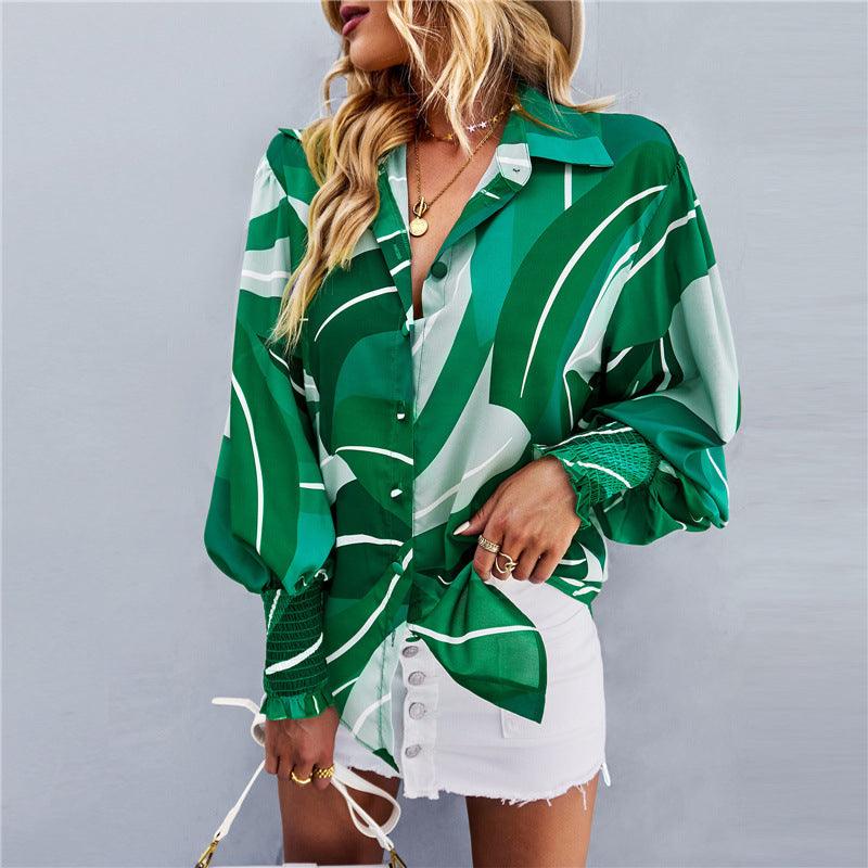 Boho Lantern Sleeve Top Relaxed Fit Casual Shirt for Women