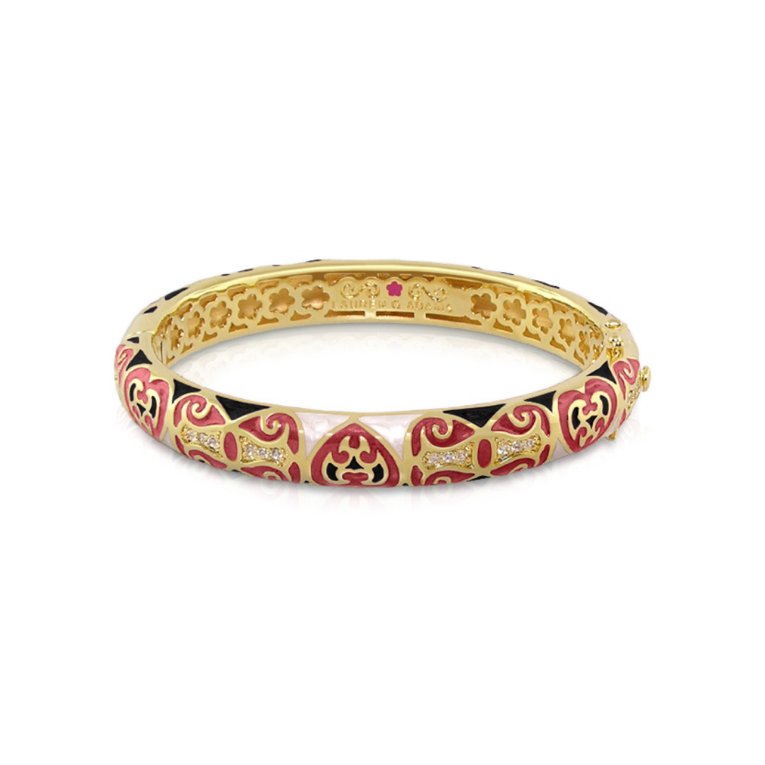 Bows And Hearts Brass 18K Gold Plated Bangle