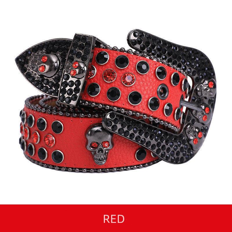 Skullduggery Western Rhinestone Belt Skull Studded Fashion Belt