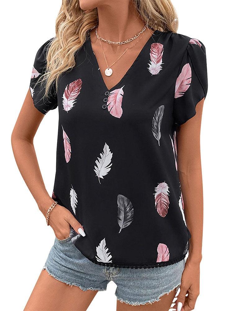 Feather Print Cowgirl Top Casual Wear for Everyday Western Style
