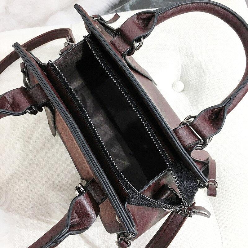 Vintage Leather Handbag Shoulder Bag Model VHL01 Zipper Closure