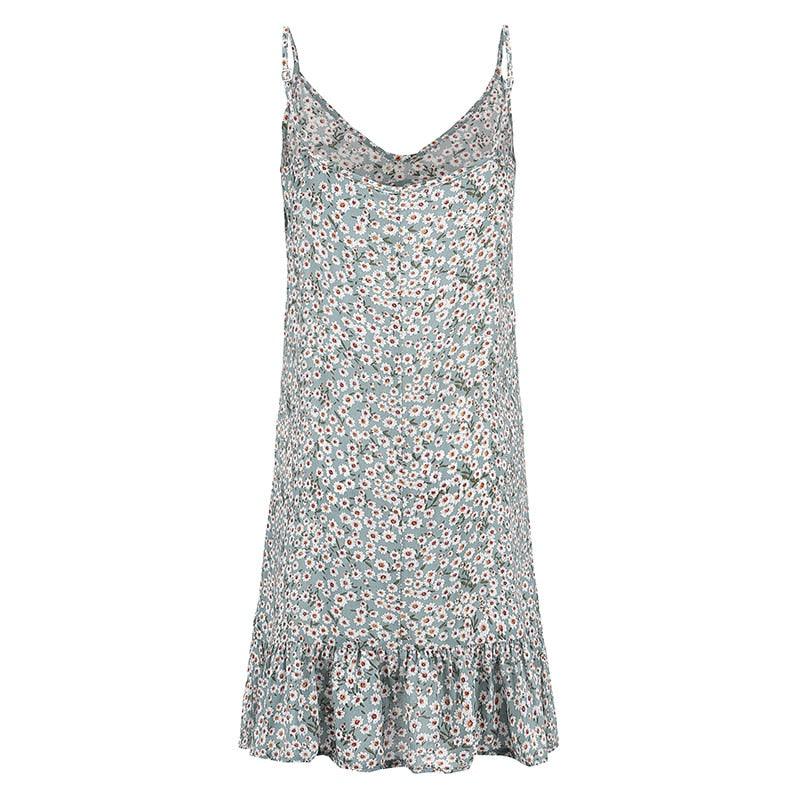 Two Piece Lace Floral Print Summer Dress Spaghetti Strap Ruffled Model 2024