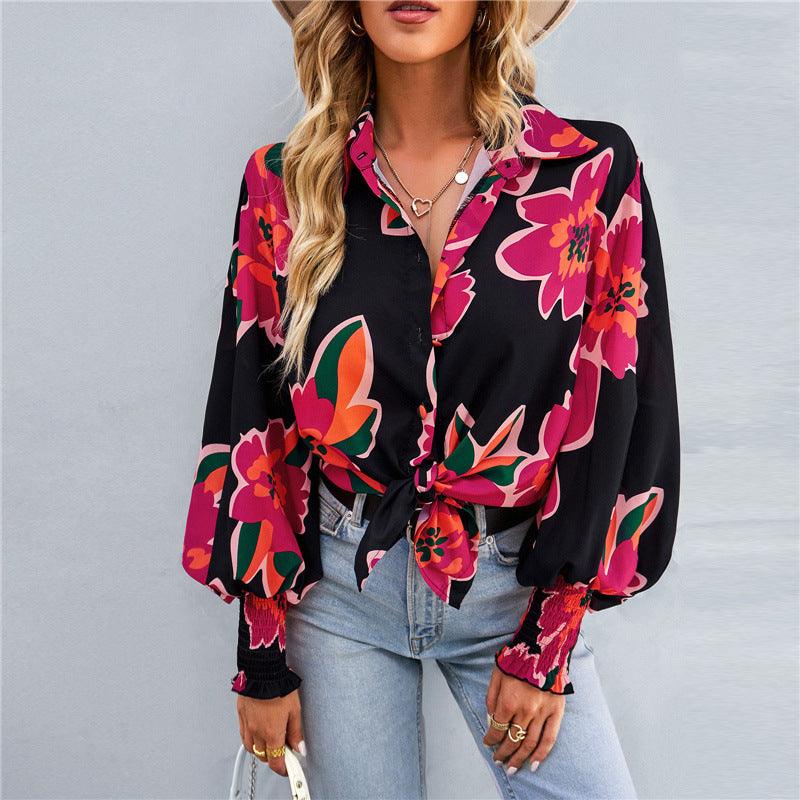 Boho Lantern Sleeve Top Relaxed Fit Casual Shirt for Women