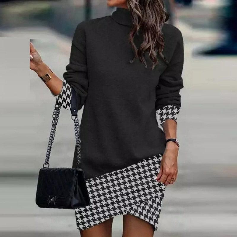 Wild West Chic Cowgirl Dress Long Sleeve High Neck Irregular