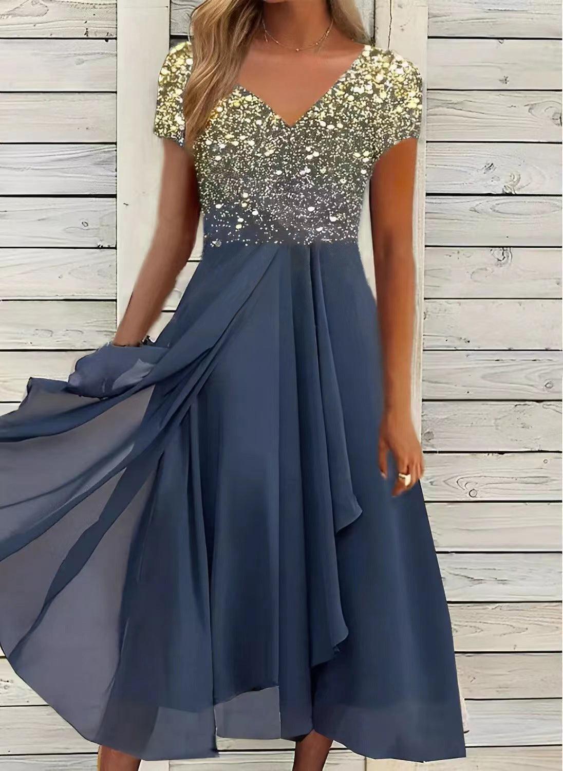 Serene Blooms Chiffon Patchwork Dress Womens Summer Dress Sb01