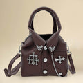 Faux Leather Studded Cross Mini Jacket Crossbody Bag
