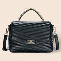Line Detailed Faux Leather Tote Crossbody Bag