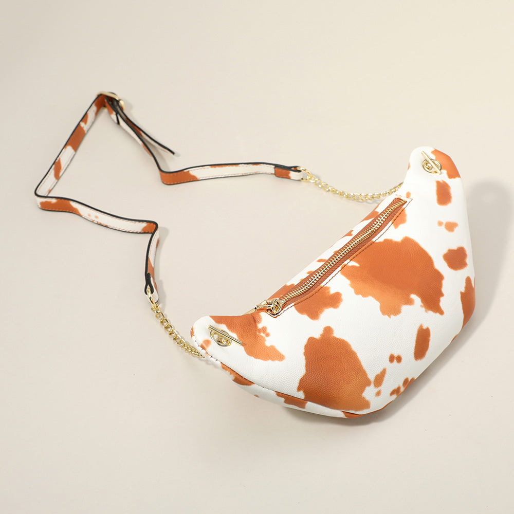 Leopard Patterned Faux Leather Crossbody Bag