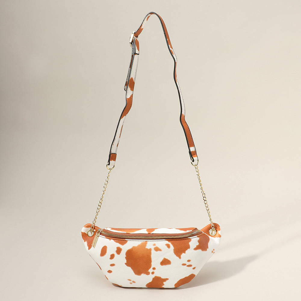Leopard Patterned Faux Leather Crossbody Bag
