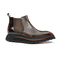 Brown Plain-Toe Chelsea Boots with Brown-Edge Lug Sole