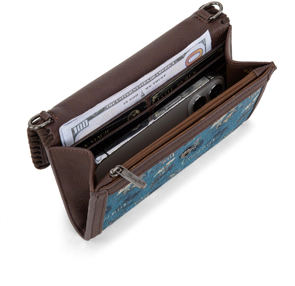 Wrangler Vintage Retro Cowboy Cool Print Wallet/Crossbody