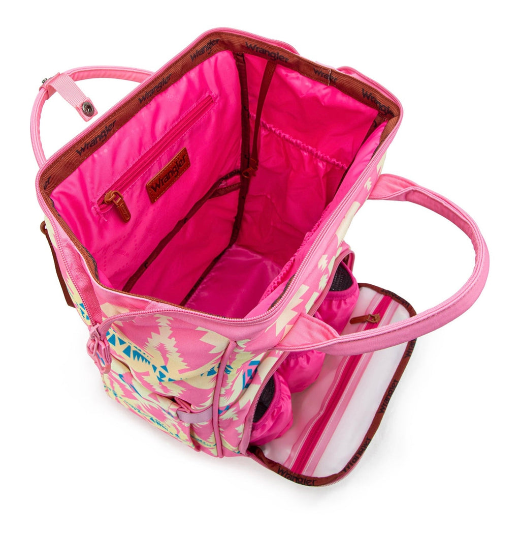 Wrangler Aztec Printed Callie Backpack/Diaper Bag- Pink
