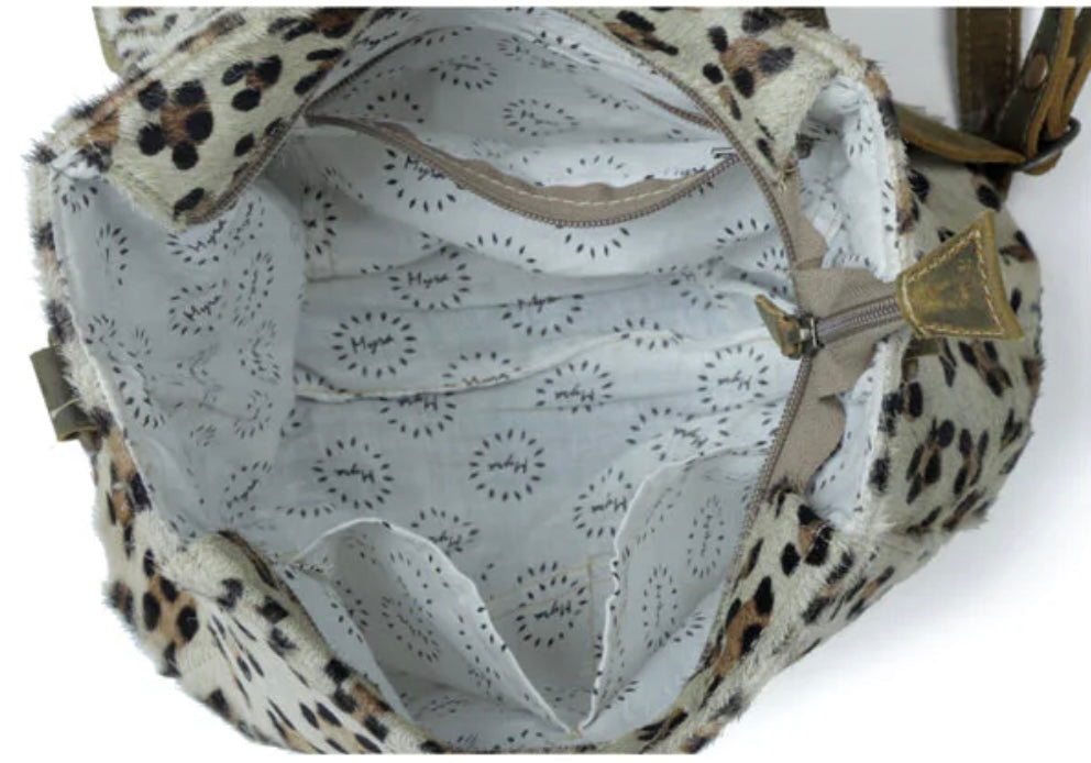 Myra: Quaint Leopard Print Leather & Hairon Bag