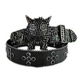 Black Rhinestone Belt with Crystal Embellished Monster Buckle